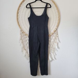 Urban Outfitters Denim Stretch Jumpsuit Catsuit Sleeveless Distressed Black S/P